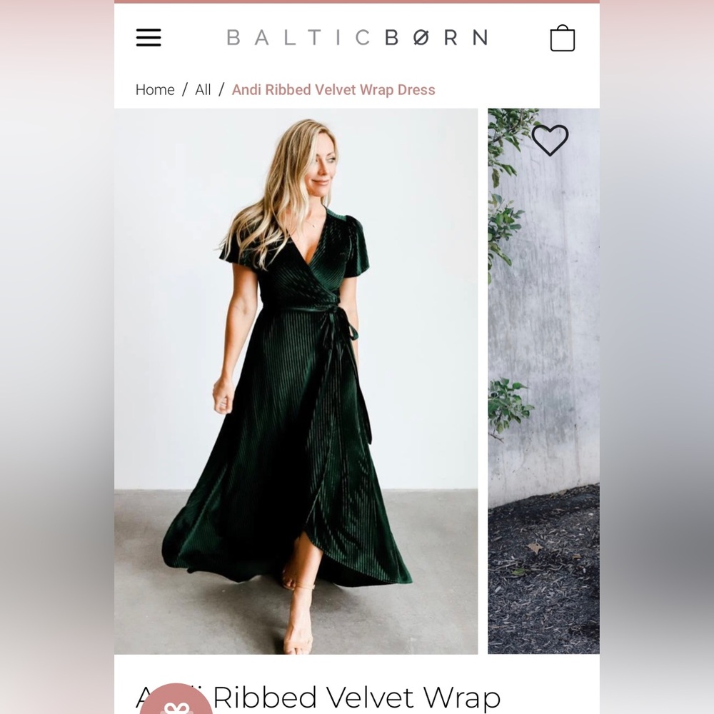 NWT Baltic Born, Andi Emerald Ribbed Velvet Wrap Dress, Size XL & XXL